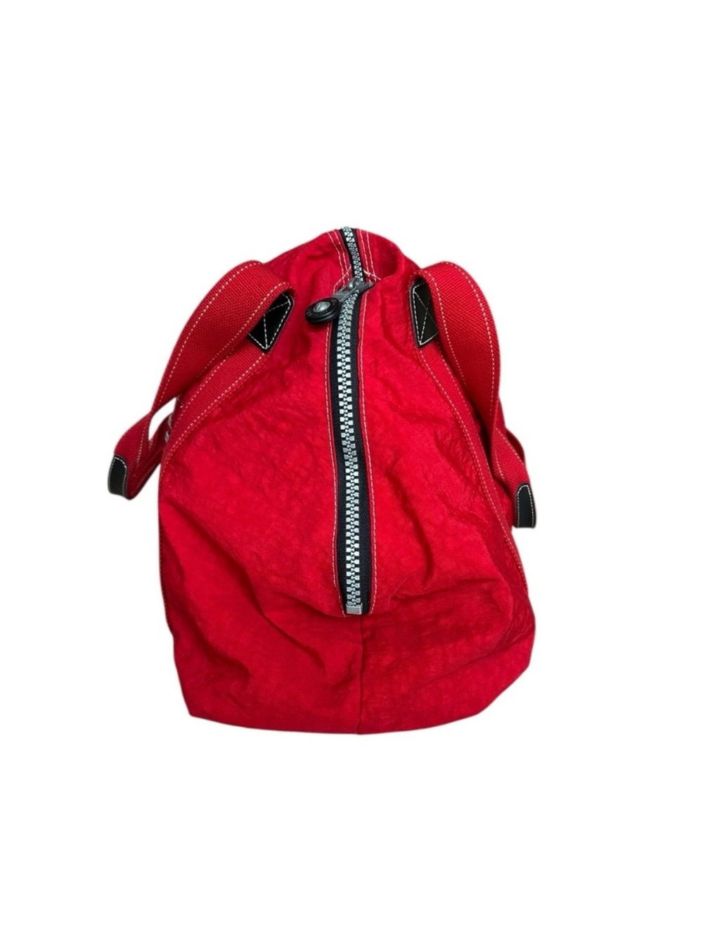 Vintage Kipling Red Canvas Dual-Handle Travel Tote with Front and Side Zips - Picture 7 of 11